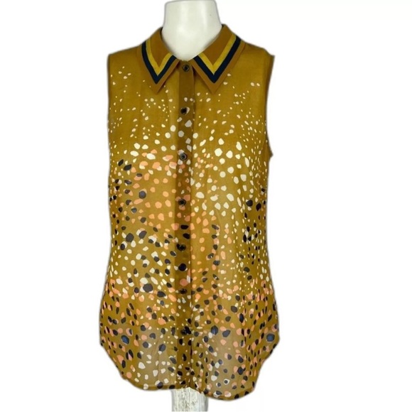 CAbi - Cheers Ombre Dot Sleeveless Blouse Top small gold blue - Picture 2 of 3